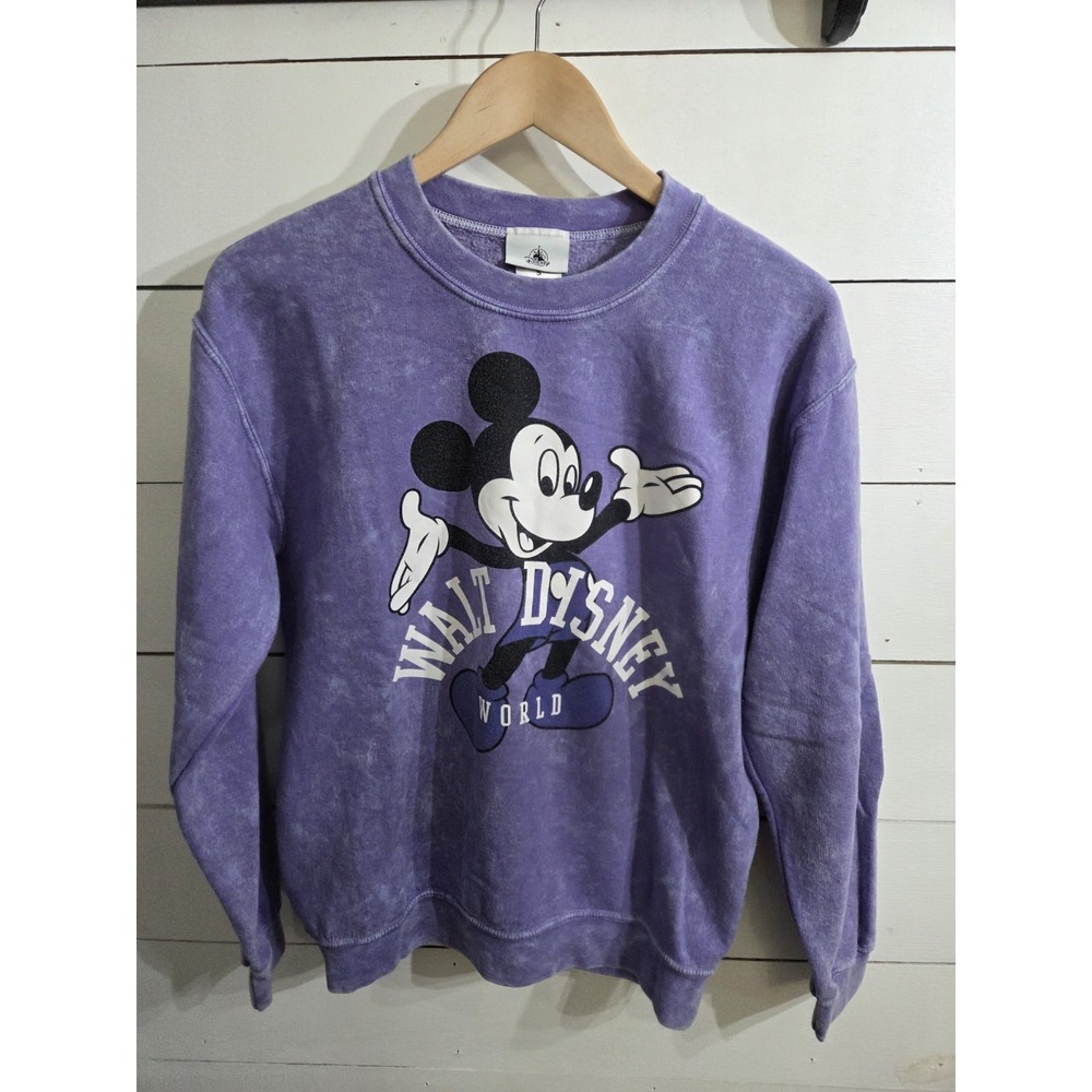 Vtg Retro Y2K Disney World Mickey Mouse Distressed Purple Sweatshirt Size S Nice